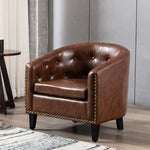 Living Room Bedroom Pu Leather Tufted Barrel Chair Tub Chair