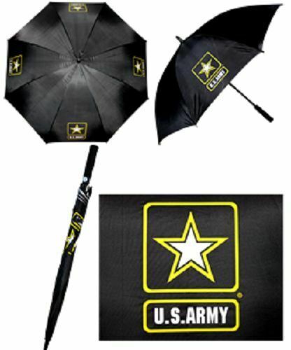 United States Army Star Strong Black 23" Long Rain Wooden Umbrella