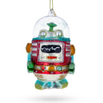 Shimmering Glittered Robot - Blown Glass Christmas Ornament