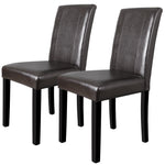 Dining Room Parson Chairs Set Of 2 Wood Pu Leatherette Padded Waterproof Brown