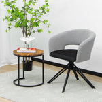 Modern Armchair Swivel Accent Chair w/ Sherpa Covered Back PU Seat & Steel Legs