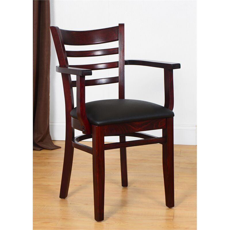 Ladderback Arm Chair In Dark Mahogany