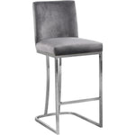 Meridian Furniture Heidi 26"H Velvet Counter Stool in Gray