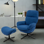 Costway Modern Swivel Chair  & Slanted Ottoman w/Aluminum Alloy Base Blue