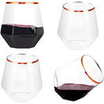 Stemless Diamond Shaped Wine Glasses For Serving Wine Cocktail Whiskey