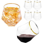 Stemless Diamond Shaped Wine Glasses For Serving Wine Cocktail Whiskey