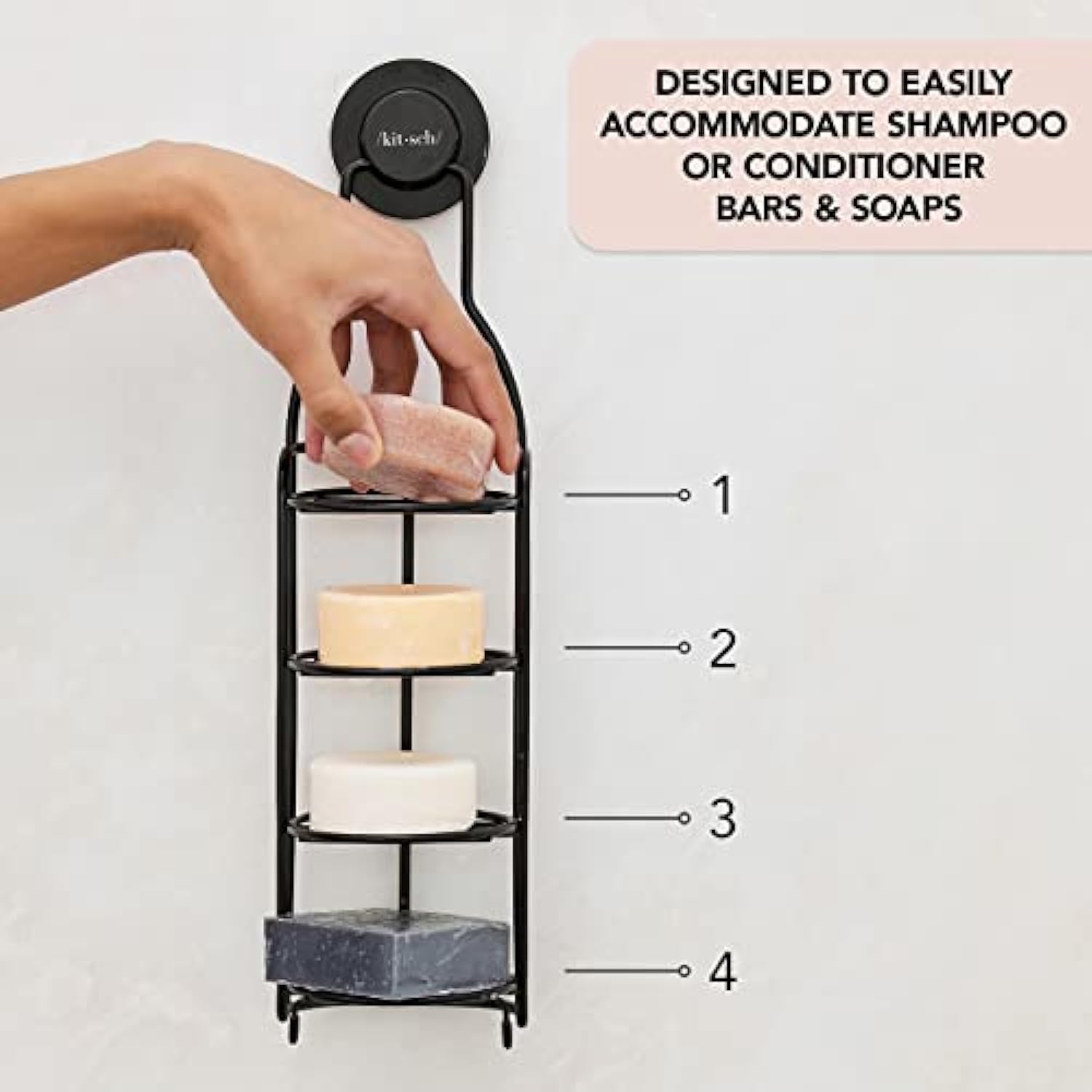 New Arrival 3 Pack Self Adhesive Shower Caddy Organizer with Soap