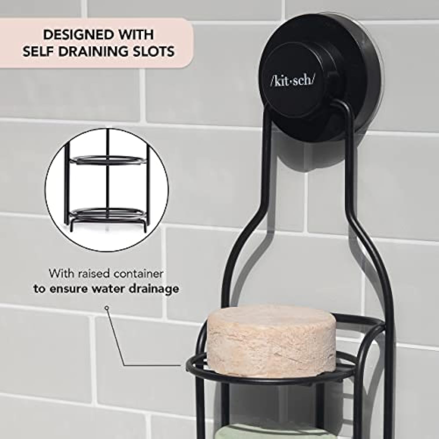 Wall Mounted Shower Organizer with Strong Suction & Soap Bar