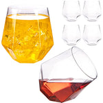 Stemless Diamond Shaped Wine Glasses For Serving Wine Cocktail Whiskey