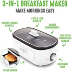 3 In 1 Breakfast Maker Station Healthy Ceramic Nonstick Dual Griddles