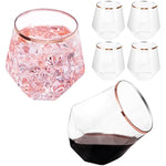 Stemless Diamond Shaped Wine Glasses For Serving Wine Cocktail Whiskey