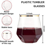 Stemless Diamond Shaped Wine Glasses For Serving Wine Cocktail Whiskey