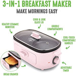 3 In 1 Breakfast Maker Station Healthy Ceramic Nonstick Dual Griddles