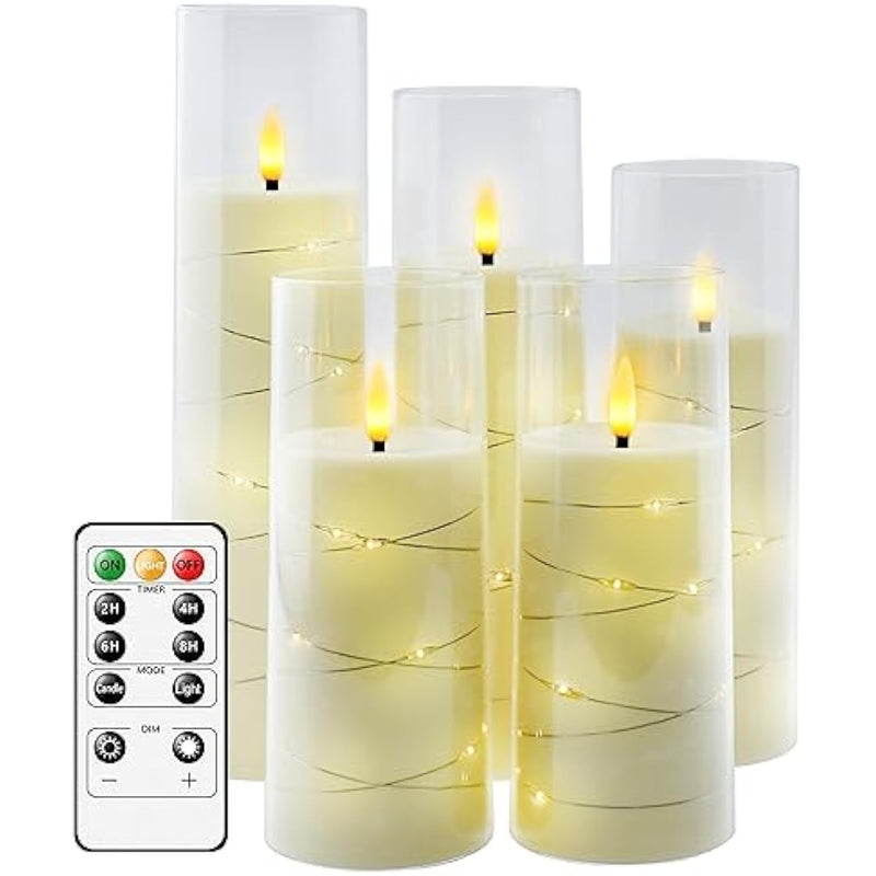 Flameless LED Candles with Timer 5 Pc Flickering Flameless for Thanksgiving Dinner