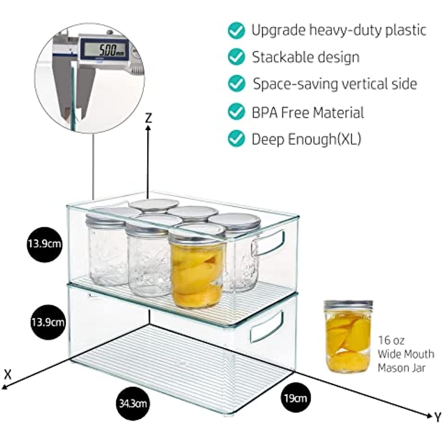 8 PACK Stackable Pantry Organizer Bins, 3 sizes – BlessMyBucket