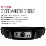 Electric Crepe Maker Precise Temp Control 12 Non Stick Griddle