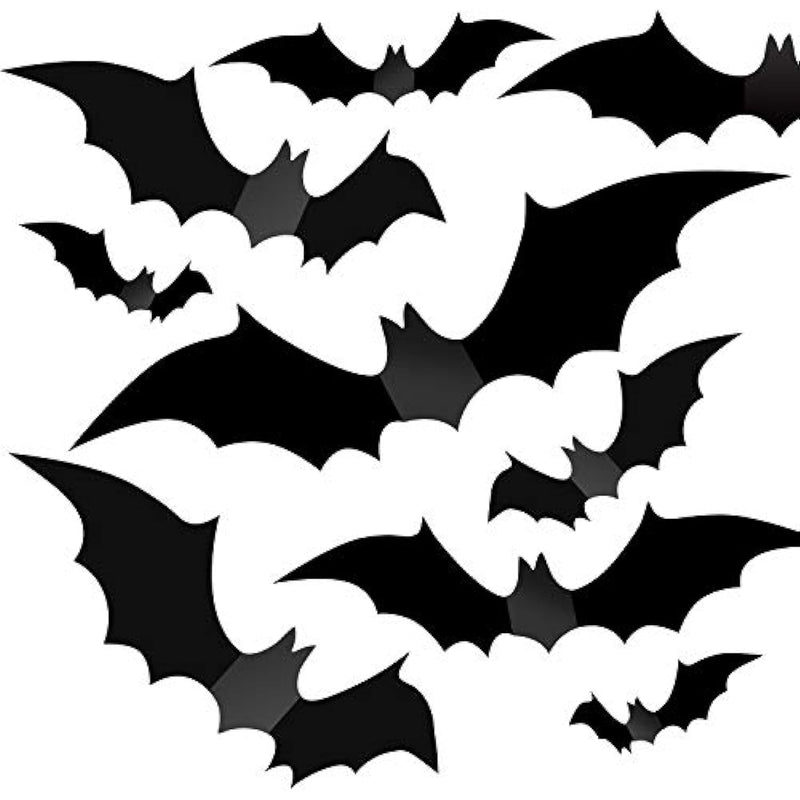 56 PCS Reusable PVC 3D Decorative Scary Bats Wall Stickers Comes with Double Sided Foam Tape