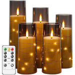 Flameless LED Candles with Timer 5 Pc Flickering Flameless for Thanksgiving Dinner