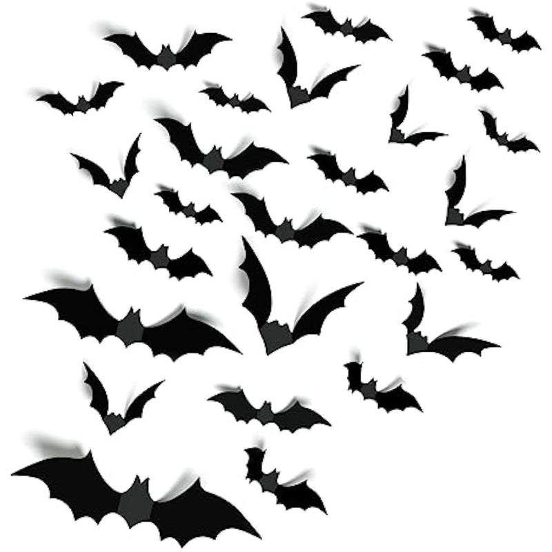 140PCS Realistic PVC 3D Black Scary Bat Sticker for Creepy Home Decor Halloween Party