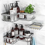 3-Pack Corner Adhesive Shower Caddy with Soap Holder and 12 Hooks