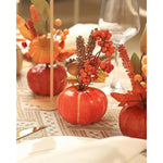 Set of 6 Artificial Pumpkin Decor, Decorative Pumpkin with Maple Leaves