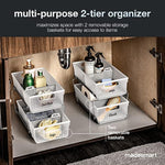 Multipurpose Organizer with Divided Slide-Out Storage Bins for Bathroom