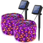 33ft Solar 100LED Orange Purple Halloween Fairy Lights Waterproof