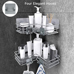 Adhesive Corner Shower Caddy Shelf Basket Rack with Hooks