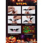 DIY 3D Lighted Bats Stickers for Halloween Wall Decor