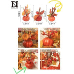 Set of 6 Artificial Pumpkin Decor, Decorative Pumpkin with Maple Leaves