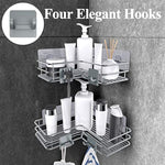 Adhesive Corner Shower Caddy Shelf Basket Rack with Hooks