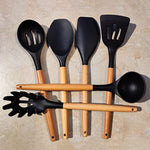 Cooking Utensils Set With Heat Resistant Wooden Handle Set Of 6