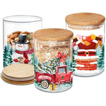 Holiday Decorations 3 Pack Glass Storage Jars with Lid