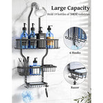 Shower Head Never Rust Aluminum Large Hanging Shower Caddy with 10 Hooks