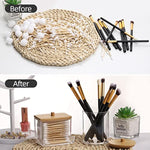 Qtips Holder Storage with Wood Lids, Cotton Ball/Swabs Dispenser, Apothecary Container Jar 3 Pcs