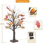 24 Inch Thanksgiving Lighted Oak Maple Tree Fall Decorations for Home,