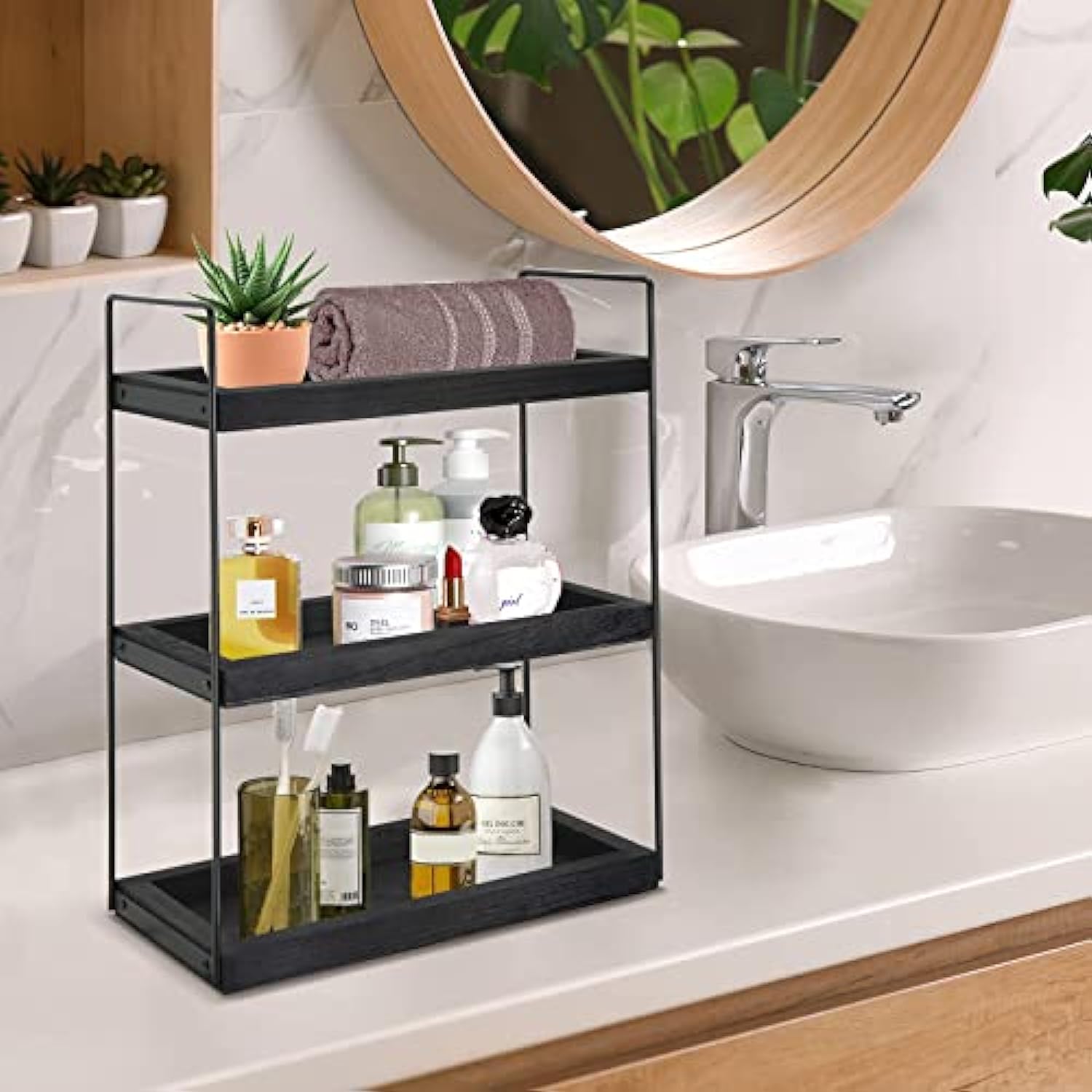 1PCS Bathroom Counter Organizer, Counter Standing Rack Cosmetic Holder,  Bathroom Countertop Organizer and Storage Shelf, Vanity Organizer Bathroom  Counter Tray and Coffee Station Organizer