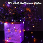 33ft Solar 100LED Orange Purple Halloween Fairy Lights Waterproof