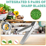 Herb Cutter Shears With 5 Blades And Cove