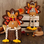 2 Pack Plush Stuffed Turkeys Shelf Sitters Figurine Gift for Thanksgiving