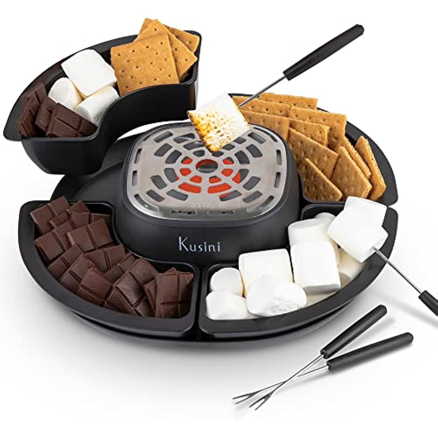 Kusini Electric Fondue Pot Set - Chocolate Fondue Kit - Temperature  Control, Detachable Serving Trays, & 4 Roasting Forks - Gift Set & Date  Night