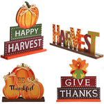 4 Pack Thanksgiving Themed Table Centerpiece Signs