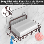 Adhesive Corner Shower Caddy Shelf Basket Rack with Hooks