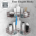 Adhesive Corner Shower Caddy Shelf Basket Rack with Hooks