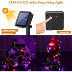 33ft Solar 100LED Orange Purple Halloween Fairy Lights Waterproof