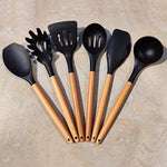 Cooking Utensils Set With Heat Resistant Wooden Handle Set Of 6