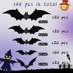 140PCS Realistic PVC 3D Black Scary Bat Sticker for Creepy Home Decor Halloween Party