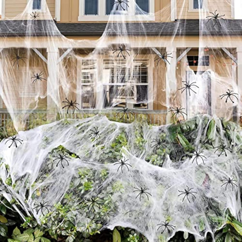 900 sqft Spider Webs Halloween Decorations Bonus with 30 Fake Spiders