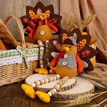 2 Pack Plush Stuffed Turkeys Shelf Sitters Figurine Gift for Thanksgiving