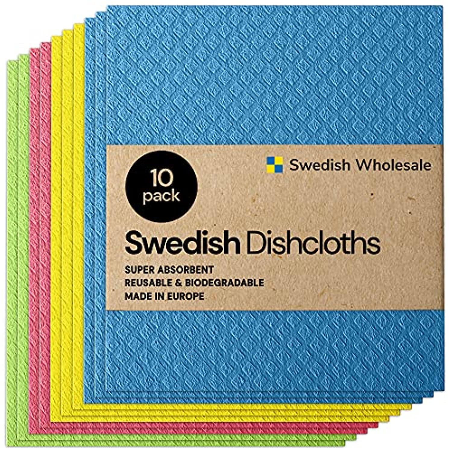 HOMEXCEL Swedish Sponge Dish Cloth,12 Pack Reusable,Abosorbent Hand  Towels,Sponge Cloth for Kitchen,Bathroom and Cleaning Counters
